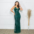 VESTIDO DE ALCINHA PAETE PETRA FINA VERDE ESMERALDA P
